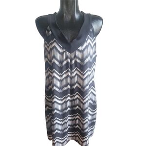 Tradition Black and White Patterned Sleeveless Shift Dress 1X
